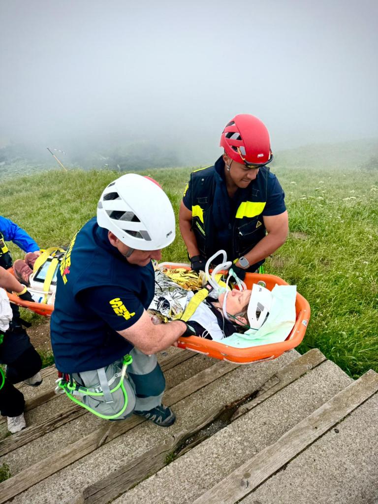 Transport d'un patient au sommet du Puy-de-Dôme